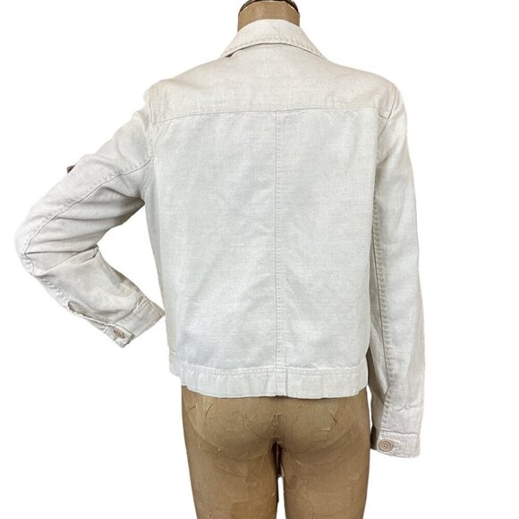 Ann Taylor Cotton-Linen Button-Up Jacket Natural Beige Sz M #291R - Picture 7 of 9